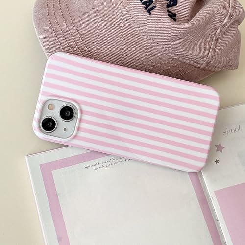 Reezaddin Pink and White Striped Phone Case for iPhone 16,Cute Aesthetic Vertical Stripes Classic Retro Girls Women Slim Protective Cover for iPhone 16 6.1in,Pink White thumbnail 9