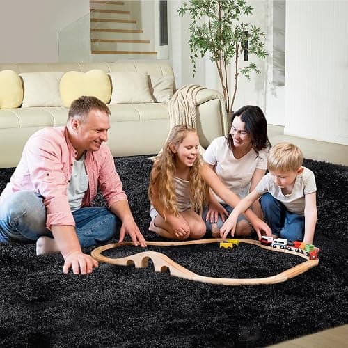 Ultra Soft Rug for Living Room, 4X6 Fluffy Shag Area Rug for Bedroom, Modern Shaggy Carpets Fuzzy Rug for Teens Dorm Nursery Home Decor Aesthetic, Upgrade Anti-Skid Durable, Black thumbnail 3