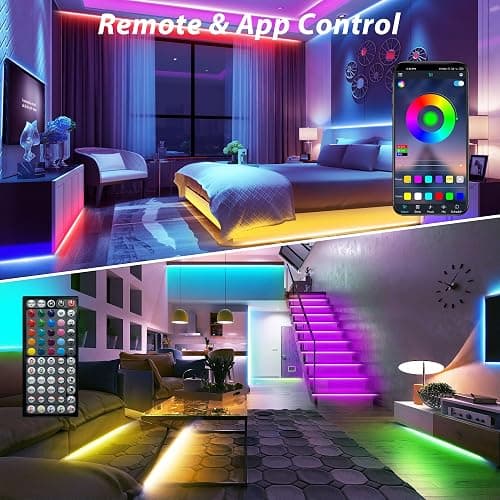 Ledagic Led Lights for Bedroom 100 ft (2 Rolls), 720Leds Super Bright RGB Led Strip Lights with 60 Keys Remote and App Control, Music Sync Color Changing Lights for Room, Party, Home Decor thumbnail 4