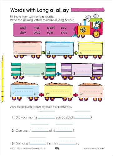 School Zone Spelling Puzzles 1-2 Workbook: 64 Pages, 1st Grade, 2nd Grade, Compound Words, Vowels, Consonants, Pronunciation, Writing, Ages 6 to 8 (I Know It! Book Series) thumbnail 6