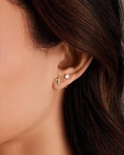 PAVOI 925 Sterling Silver Huggie Half Hoop Earrings | Hypoallergenic Minimalist Tiny Cartilage Earring thumbnail 4