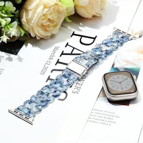 Pleixiu Lightweight Resin Band For Apple Watch Series 11 10 SE 9 8 7 6 5 4 3 2 1 Ultra 3 2, Fashion Adjustable Replacement Strap for iWatch Bands 38mm 40mm 41mm 42mm 44mm 45mm 46mm 49mm for Women Men thumbnail 6