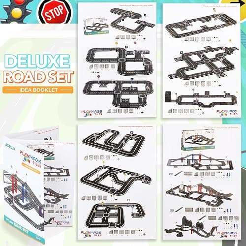 Playmags Magnetic Tiles Road Set - 50 Pcs STEM Educational Construction Toy Car Track, Building Blocks Magnet Toys for Toddlers, Safe for Ages 3+ thumbnail 5