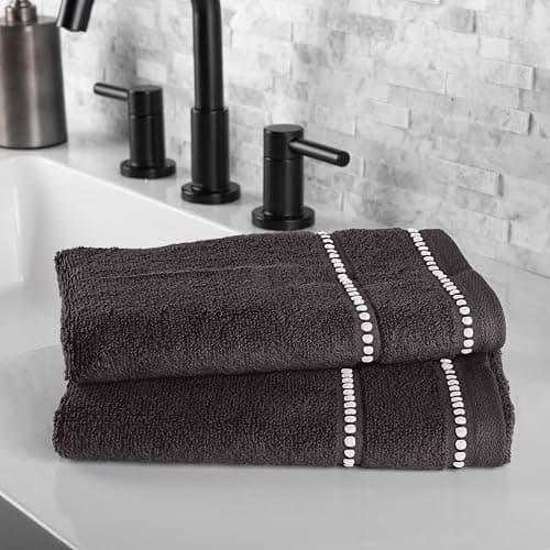 Lavish Home 6 Piece Bathroom Towels Set - 525GSM 100% Cotton Bathroom Essentials - 2 Bath Sheets, 2 Hand Towels, and 2 Wash Cloths for Bath, Shower, Gym, Spa, and Dorm Room (Charcoal) thumbnail 5