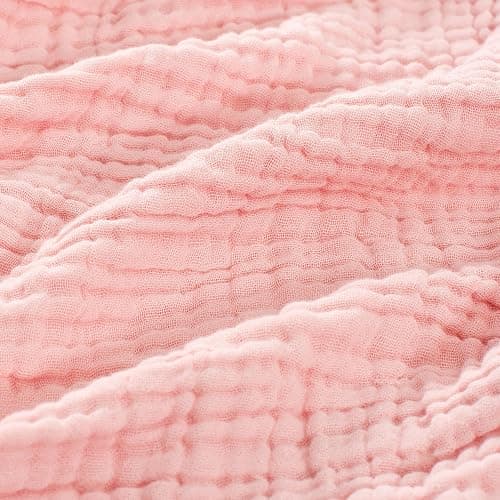 Carriediosa 100% Cotton Muslin Throw Blanket 90" X 90" Queen Size，4-Layers Summer Gauze Throws for Bed Couch，Soft Lightweight Breathable Linen Blankets Bedspread for Adults All Season，Dusty Pink thumbnail 7
