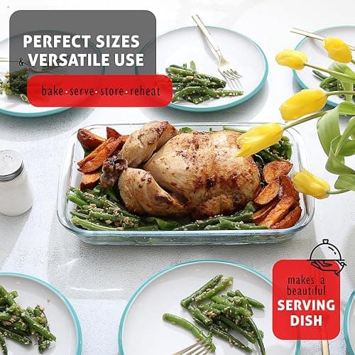 Nestl 8pc Glass Baking Dishes for Oven, Glass Food Storage Containers with Lids, Leakproof Casserole Dishes for Oven with Lid, Cooking, Microwave Oven Freezer Safe Bakeware, 9x13 Lasagna Pan Black thumbnail 8