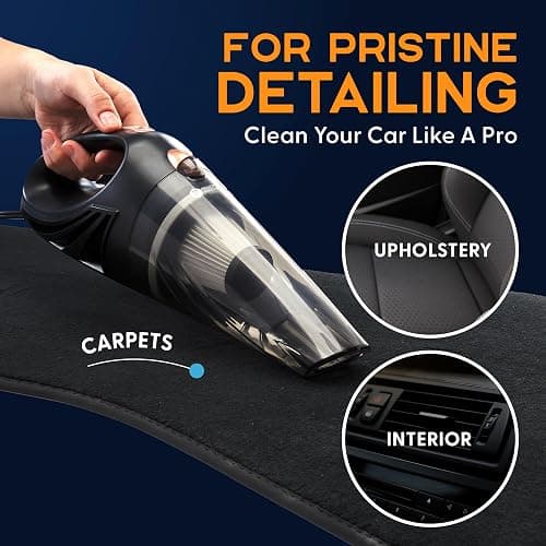 THISWORX Car Vacuum Cleaner - Portable, High Power, Handheld Vacuums w/ 3 Attachments, 16 Ft Cord & Bag - 12v, Auto Accessories Kit for Interior Detailing - Black thumbnail 4