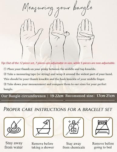 12Pcs Gold Bangle Bracelets for Women 14K Plated Adjustable Indian Boho Set | Stackable Layered Textured Bangle Set, Boho Gold Plated Bracelets, Lightweight Non Tarnish Jewelry, Great Gift for Women thumbnail 9