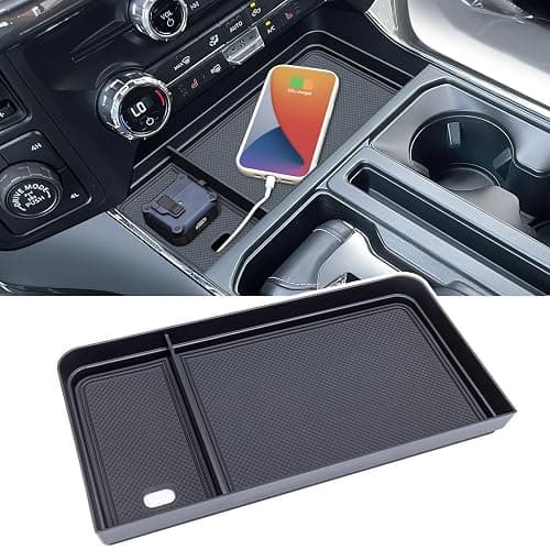 PIMCAR Center Console Organizer for 2021-2026 Ford F150 & 2022-2025 F150 Lightning XLT Pro Hidden Storage Tray with USB Hole Interior Accessories (Fits into The Open Pocket in Front of The Shifter) - Image 1
