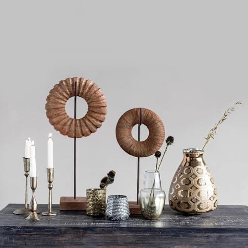 Creative Co-Op Round Hand-Forged Metal Taper Holder, Antique Brass Finish thumbnail 8