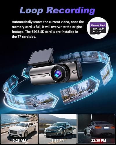 Dash Cam Front and Rear 4K+1080P, 5GHz WiFi, App Control, with 64GB Card | 24H Parking Mode, G-Sensor Locks Important Footage, Loop Recording, Easy Video Transfer and Playback thumbnail 5