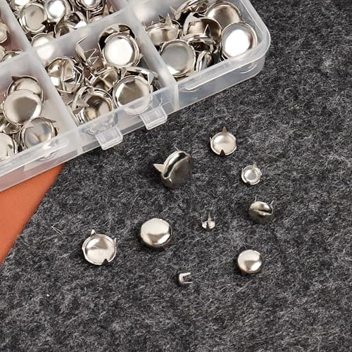 SBYURE 300 Pieces Round Dome Studs 5 Sizes Silver Studs for Clothing Metal Spike Studs for Leather Craft Clothes Belt Bag Shoes Bracelet Dog Collar Accessories DIY thumbnail 4