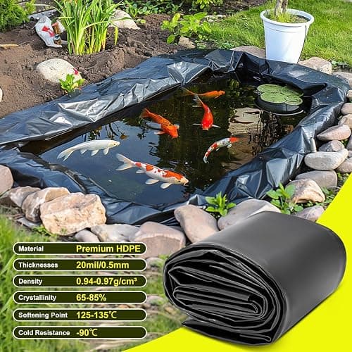 Froidesente 7 x 10 FT Pond Liner, 20 Mil Pond Liners for Outdoor Ponds, HDPE Pond Liner Easy Cutting Puncture Resistant, Pond Liners for Water Garden Fountain Waterfall, Koi Fish Aquaculture Pond thumbnail 8