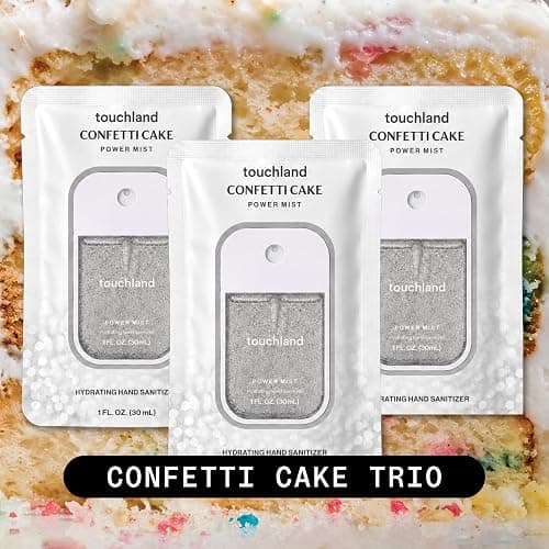 Touchland Confetti Cake Hydrating Hand Sanitizer Spray, 3 Pack Travel Size | TSA ready Power Mist with skincare benefits. Sugary and joyful scent, pairs well with a Frosted case bag charm. thumbnail 2