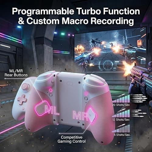PLAYVEX Wireless Controller Compatible with Switch 2 Switch OLED and Switch Lite Includes Magnetic Charging Adapters Hall Effect Joysticks RGB Turbo Motion Control Grip Stand thumbnail 4