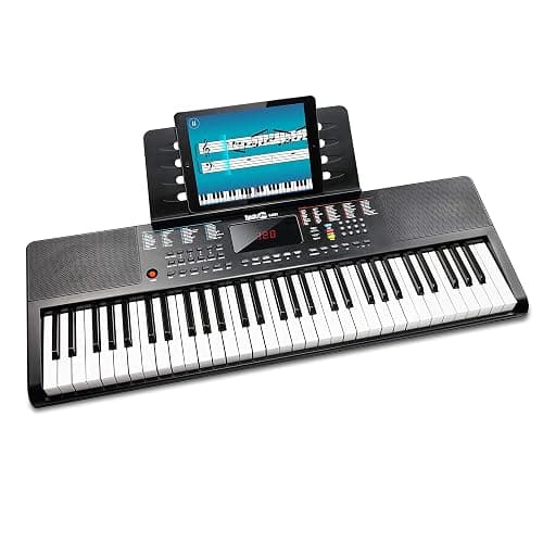 RockJam 61-Key Compact Keyboard Piano with LED Display, Keynote Stickers & Lessons - Image 1