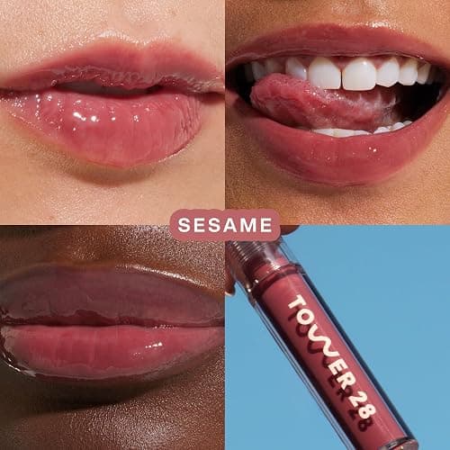 Tower 28 ShineOn Lip Gloss Jelly - Hydrating Tinted Lip Balm + Milky Gloss for Sensitive Lips - Non-Sticky + High-Shine Jelly Formula with Nourishing Oil Blend - Sesame - Mauve (0.13) thumbnail 2
