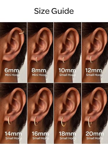 ChicSilver 925 Sterling Silver Huggie Earrings for Women 14K Gold Plated Silver Hoop Earrings for Women Hypoallergenic Small Cubic Zirconia Huggie Earring (6/8/10/12/14/16/18/20mm) thumbnail 4