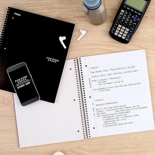 Five Star Spiral Notebook Plus Study App, 1 Subject, College Ruled Paper, 100 Sheets, 8-1/2" x 11", School, Black (72057) thumbnail 8