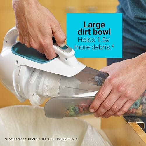 BLACK+DECKER dustbuster Cordless Handheld Vacuum, Portable Vacuum for Car and Home Rechargeable, Powerful Suction, Wide Mouth (HHVI315JO42) thumbnail 5