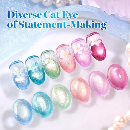 Beetles Crystal Garden Cat Eye Gel Nail Polish Set - 6 Colors 15ML Full Size Spring Gel Polish Kit Glitter Pink Blue Orange Green Magnetic Effect Soak Off UV Nail Art DIY Manicure Gifts for Women thumbnail 4
