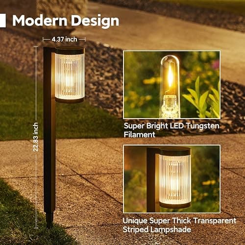ELECLINK Solar Pathway Lights Outdoor, 6 Pack Upgraded Outdoor Solar Lights for Outside Super Bright Up to 12Hrs, IP65 Waterproof Solar Garden Lights for Yard Path Walkway Decor Landscape Lighting thumbnail 2
