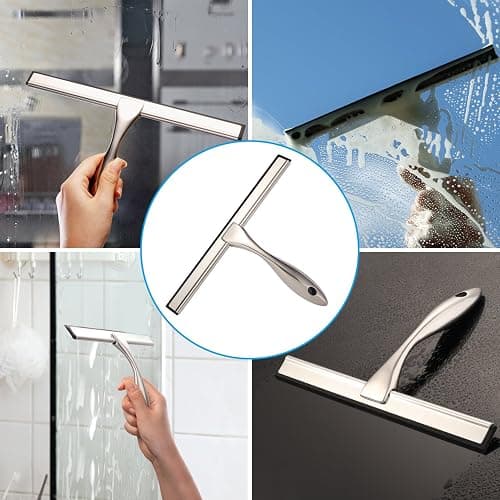Hiware All-Purpose Shower Squeegee for Shower Doors, Bathroom, Window and Car Glass - Stainless Steel, 10 Inches thumbnail 7