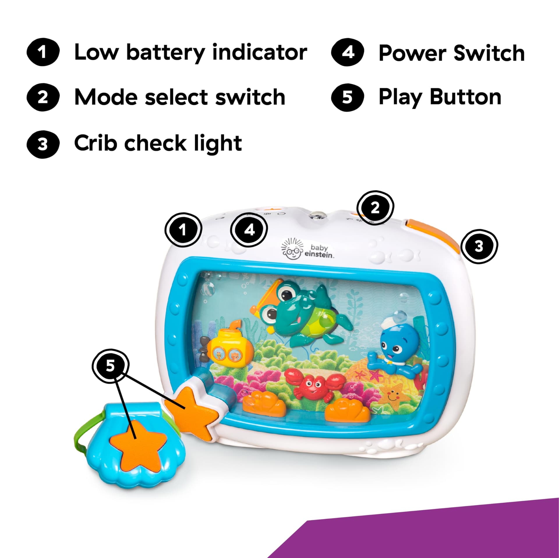 Baby Einstein Sea Dreams Soother Musical Crib Toy and Sound Machine, Newborn and up thumbnail 7