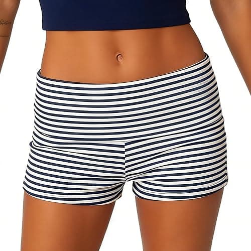 KMBANGI Womens Fold Over Shorts Elastic Waist Y2k Lounge Shorts Foldover Cute Pajama Micro Bottoms Mini Shorts Sleepwear thumbnail 3