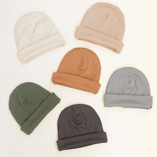 Konssy 6 Pack Baby Beanie Hats for Unisex, Toddler Beanies Baby Girl Boy Hat Warm Cap for Infant, Toddler thumbnail 6