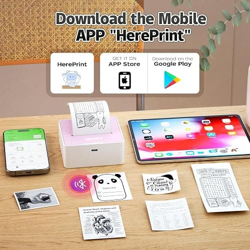 iDPRT Sticker Printer - Mini Portable Printer Bluetooth Thermal Label Printer with 1 Roll Sticker Paper, Inkless Sticker Maker Machine Pocket Instant Print for Study Notes, Pictures, DIY, Pink thumbnail 5