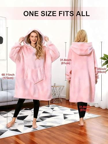 C hello cloud Oversized Hoodie Blanket, Wearable Blanket sweatshirt, Ultra Soft Sherpa Fleece Comfy Snuggle Hoodie thumbnail 2