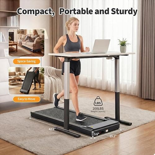 Aidoly Compact Walking Pad Under Desk Treadmill, Portable Electric Walking Treadmill with Remote Control & LED Display for Home Office, Quiet Fitness Machine thumbnail 4