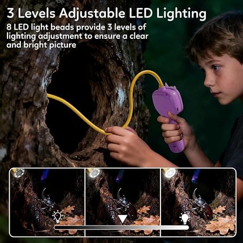 Kids Borescope Toys Camera with Light for 4-10 Years Old Boys Girls Birthday Gift 32GB Type-C Rechargeable STEM Science Educational Toy Snake Scope Camera for Outdoor Camping Nature Exploration thumbnail 6