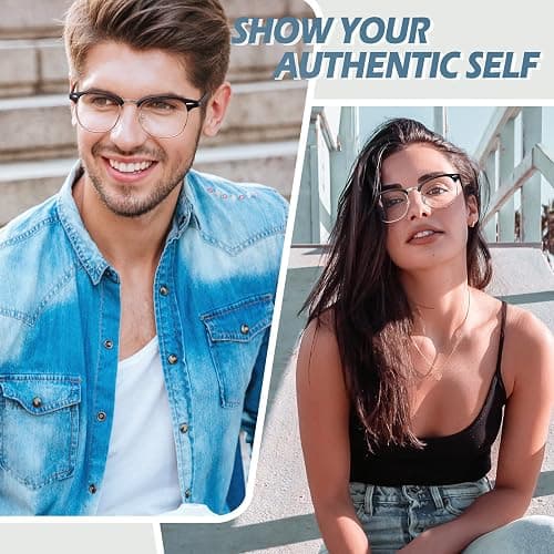 CGID Retro Fake Non-Prescription Glasses Clear Lens UV400 Men Women CN56 | Vintage Horn Rimmed, Adjustable Nose Pads, UV Protection Lenses, Nerd Style, Fashion Eyeglasses thumbnail 2