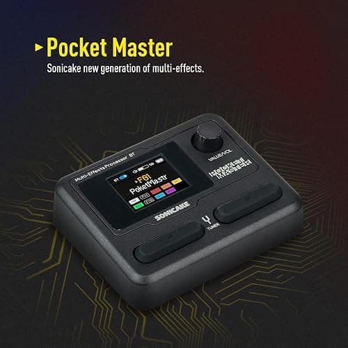 SONICAKE Pocket Master-Portable Multi Effects Pedal, 100+ Built-in Guitar/Bass/Acoustic Effects, Amp Modeling, IR Cabinets Simulation, Stereo OTG USB Audio Interface, Rechargeable Guitar Pedal (Black) thumbnail 2
