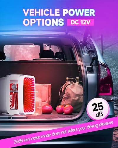 BEICHEN Mini Fridge, 4 Liter/6 Cans Small Refrigerator With Dimmable LED Light,AC/DC Portable Thermoelectric Cooler and Warmer Gaming mini fridge for Bedroom,Office,Gaming room and Car (White) thumbnail 5