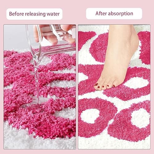 TOIVO You Look Good Bath Mat - Stylish Funny Pink Bathroom Rug with Cute Words, Absorbent & Non-Slip - 25x21 inch (RED) thumbnail 4