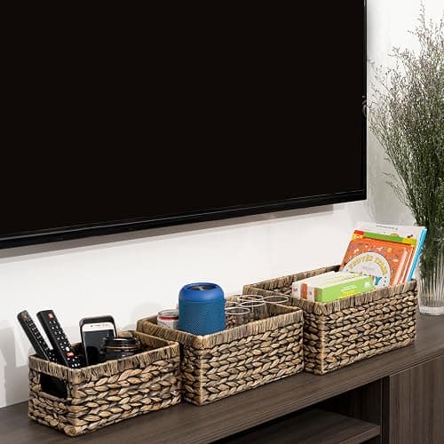 CENBOSS Wicker Baskets (Small, Black Wash, 1 PC) Rattan Storage Baskets for Shelves, Woven Seagrass Holder - Black Wash - Small thumbnail 8