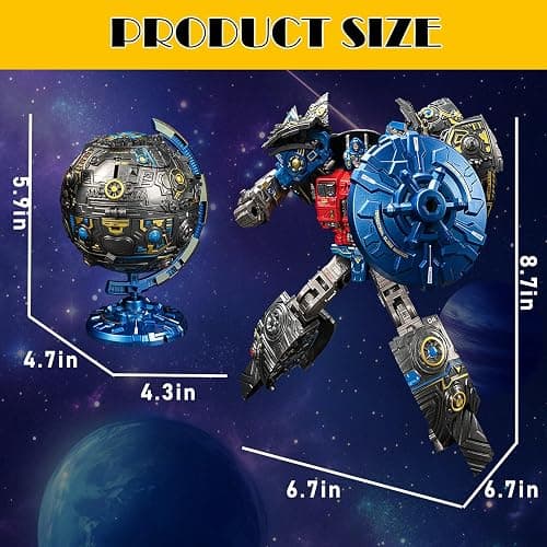 Hapystar Globe Transforming Toy, 2 in 1 Transform into Robot Action Figure, DIY Transformation Figure Toys for Kids & Adults Action Figures for Boys Party Favors Gift thumbnail 2