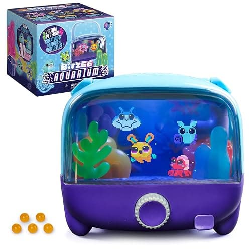 BITZEE Aquarium Interactive Fish Tank Toy & Digital Pet, Ages 5+ | Nurture 30 Virtual Fish, Reacts to Touch, Customize with LED Lights, Screen-Free Responsive Play, Birthday Gift for Kids - Image 1