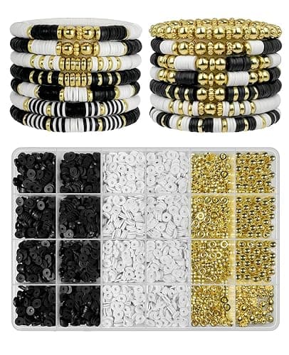 ClaBead Bracelet Making Kit for Boys 3200Pcs, Clay Beads Bracelet Kit with Gold Beads and Gold Flower, Swift Friendship Beads Bracelet Kit for Bracelets Making - Image 1