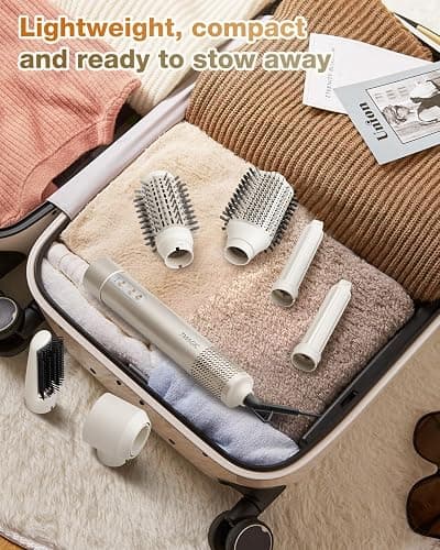 7MAGIC 6 in 1 Multi Hair Styler Dryer Brush, 110,000 RPM High-Speed, Negative Ionic, Fast Drying for Professional Blow Dry, Curling, Volumizing, Straightening and Styling, Gold thumbnail 7