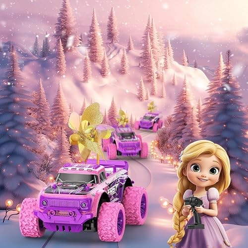 iDrone Remote Control Car for Girls: 1:20 Scale Pink Purple Rc Truck with LED Light and DIY Windmills - 20Km/h All Terrain Fast RC Cars, 2.4GHz Monster Truck Toys for Kids Gift thumbnail 9