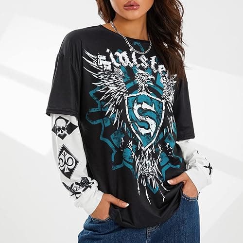 Grunge Clothes for Women Y2K Tops Long Sleeve Fairy Grunge Aesthetic Shirts Teen Girls Vintage Graphic Tees Fall thumbnail 3