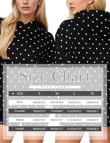 HOCANDY Women Polka Dot Hoodie Oversized Fleece Hooded Sweatshirt Long Sleeve Drop Shoulder Graphic Print Hoodies with Pocket thumbnail 4