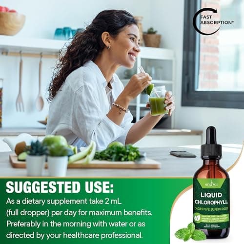 NEW AGE Chlorophyll Liquid Drops - Natural Concentrate – Energy Booster, Digestion and Immune System Supports, Internal Deodorant, Liver Function - (2 Fl Oz (Pack of 1)) thumbnail 6