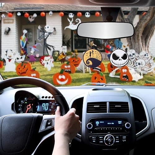 AccontOche 4Pcs Nightmare Sally Theme Car Air Freshener Hanging Fragrance Chips Zombie Bride Ghost Rearview Mirror Pendant Essential Oil Diffuser Hanging Scent Car Accessories Decor thumbnail 5