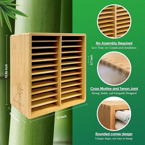 TIKSPCAE Marker Organizer for 168 Markers,Bamboo Wooden Desk Storage Organizer Rack,Markers Pens Pencils Art Brushes Storage Holder for Home Classroom Office Decor. thumbnail 3