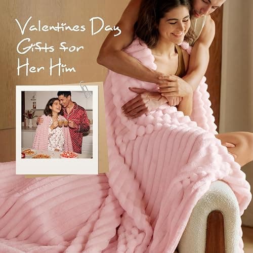 Bedsure GentleSoft Valentines Pink Throw Blanket for Couch - Super Soft Cozy Valentines Blankets Gifts for Women, Cute Small Fleece Throws for Girls, Pink Decor for Home Room, Coral Pink, 50x60 Inches thumbnail 3
